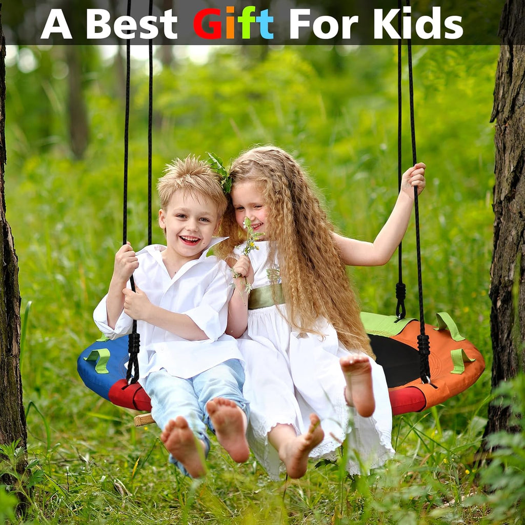 Skiennix Tree Swing - 40 Inch Saucer Swing with 900lbs Capacity & Adjustable Straps | Multicolor Outdoor Fun
