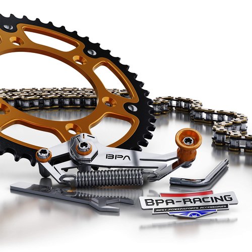 BPA-RACING Motorcycle Chain Slack Adjuster Tool - Innovative Chain Tensioner Tool for Easy, Quick & Precise Chain Slack Adjustment- Chain Alignment Tool (Orange)