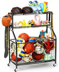 Kinghouse Basketball Rack - Steel Sport Equipment Organizer with Bat Holder & Hooks | Easy Assembly for Garage & Home Gym