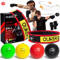 OLIKER Boxing Reflex Ball for Adults and Kids, 4 Levels Boxing Ball with Adjustable Headbands, Perfect for Reaction, Agility, Punching Speed, Fight Skill and Hand Eye Coordination Training (Set-2)