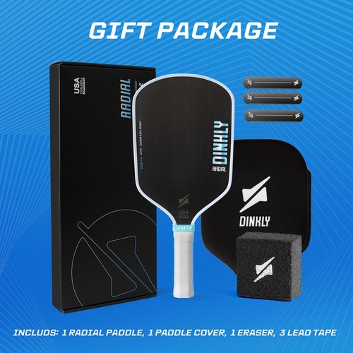DINKLY Radial Pro Pickleball Paddle, T700 Raw Carbon Fiber Thermoformed with Foam Injected Walls, USAPA Approved Pickle Ball Racket, Engineered for Maximum Spin & Consistency (16mm Hybrid)