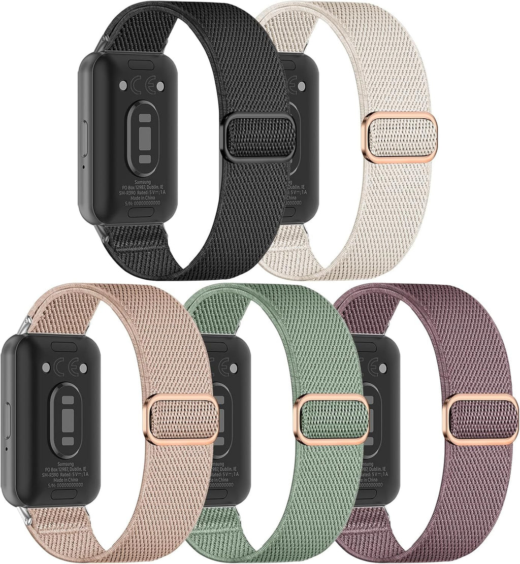 Skiennix Stretchy Nylon Galaxy Fit 3 Watch Bands - Adjustable, Soft, Lightweight Wristbands (5 Pack)