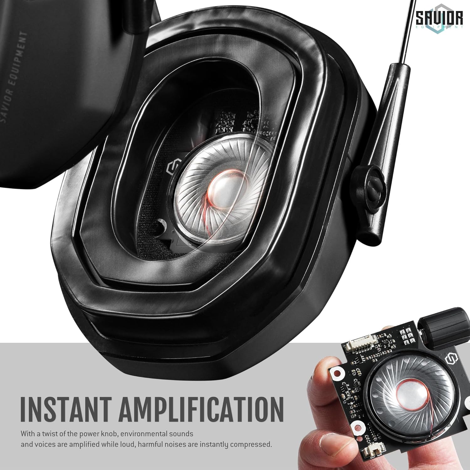 Savior Equipment Apollo Electronic Earmuffs - Noise Cancelling Headset with Gel Ear Pads, 24dB NRR