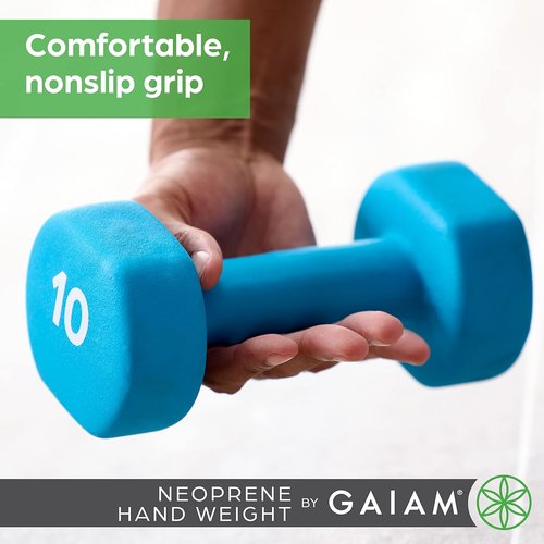 Gaiam Dumbbell Hand Weight - Neoprene Coated Free Weights for Home Gym Workouts | Strength Training