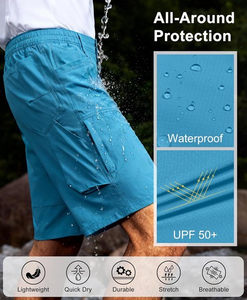 Little Donkey Andy Men's Hiking Cargo Shorts - Quick Dry, Waterproof & Lightweight | 9 Pockets