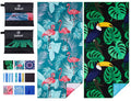 Gomust 2 Pack Lightweight Thin Beach Towel Oversized 71"x32" Big Extra Large Microfiber Sand Free Towels for Adult Quick Dry Travel Camping Beach Accessories Vacation Essential Gift Flamingo Toucan