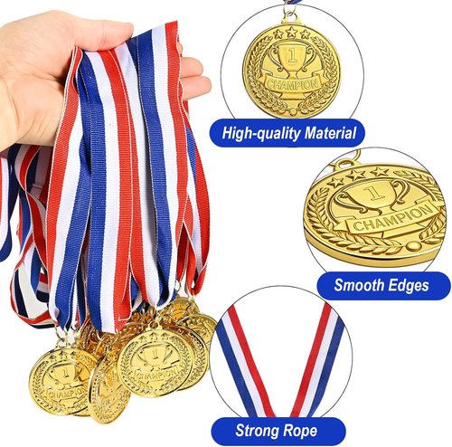 GOLDGE Gold Medals - 36Pcs Champion Awards with Neck Ribbons | 2'' Winner Trophies for Sports Teams