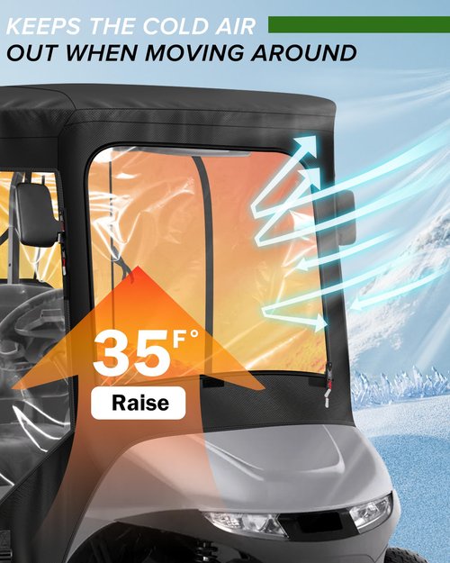 moveland 2 Passenger Golf Cart Driving Enclosure for EZGO TXT RXV - Upgraded Stronger Door Zipper for Golf Cart Rain Enclosure