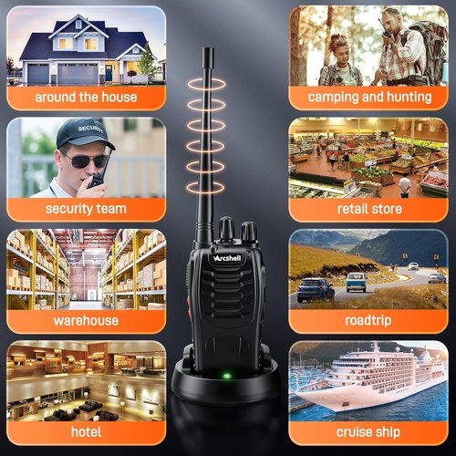 Arcshell AR-5 Rechargeable Two-Way Radios - Long Range Walkie Talkies with Earpiece | 2 Pack, Li-ion Battery & Charger Included