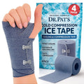 Dr Pat's Ice Tape (4 Pack) - Cooling Bandage Wrap Athletic Tape - Compression Instant Cold Compress Wrap with Menthol - Elastic, Athletic for Sore Muscles, Pain Relief Now, Swelling, Recovery, Sports