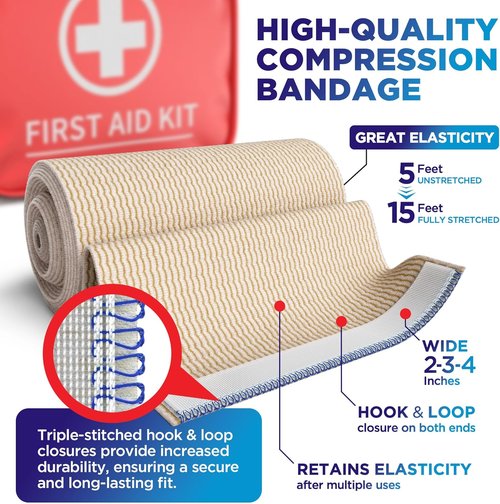High-Performance Elastic Bandage Wrap - Self-Closing Compression for Legs, Ankles, Wrists | 6 Pack (2x2in, 2x3in, 2x4in) - Ideal for First Aid and Post-Surgery Recovery