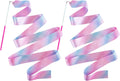 Skiennix Sparkly Dance Ribbons - 6.6 Ft Twirl Streamer Wands for Kids' Ballet & Gymnastics Parties