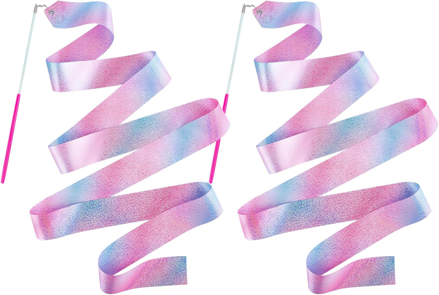 Skiennix Sparkly Dance Ribbons - 6.6 Ft Twirl Streamer Wands for Kids' Ballet & Gymnastics Parties