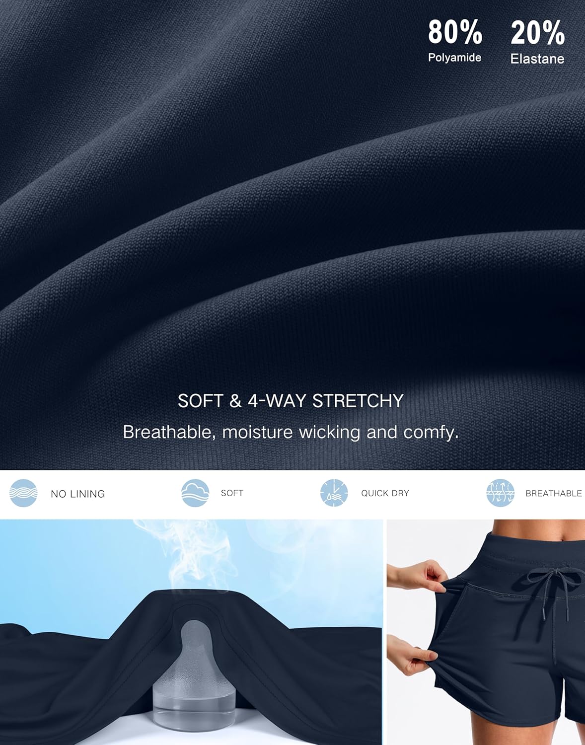 Soothfeel Women's Running Shorts - Quick Dry High Waisted Athletic Shorts with Pockets | 3.5"/5" Sizes