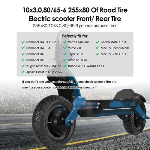 AVOKIN 10x3 Scooter Tire,2 Pack 255x80 Solid Rubber Scooter Tire 80/65-6 Replacement Tire Compatible with 10 Inch Electric Scooter Tyre Front or Rear