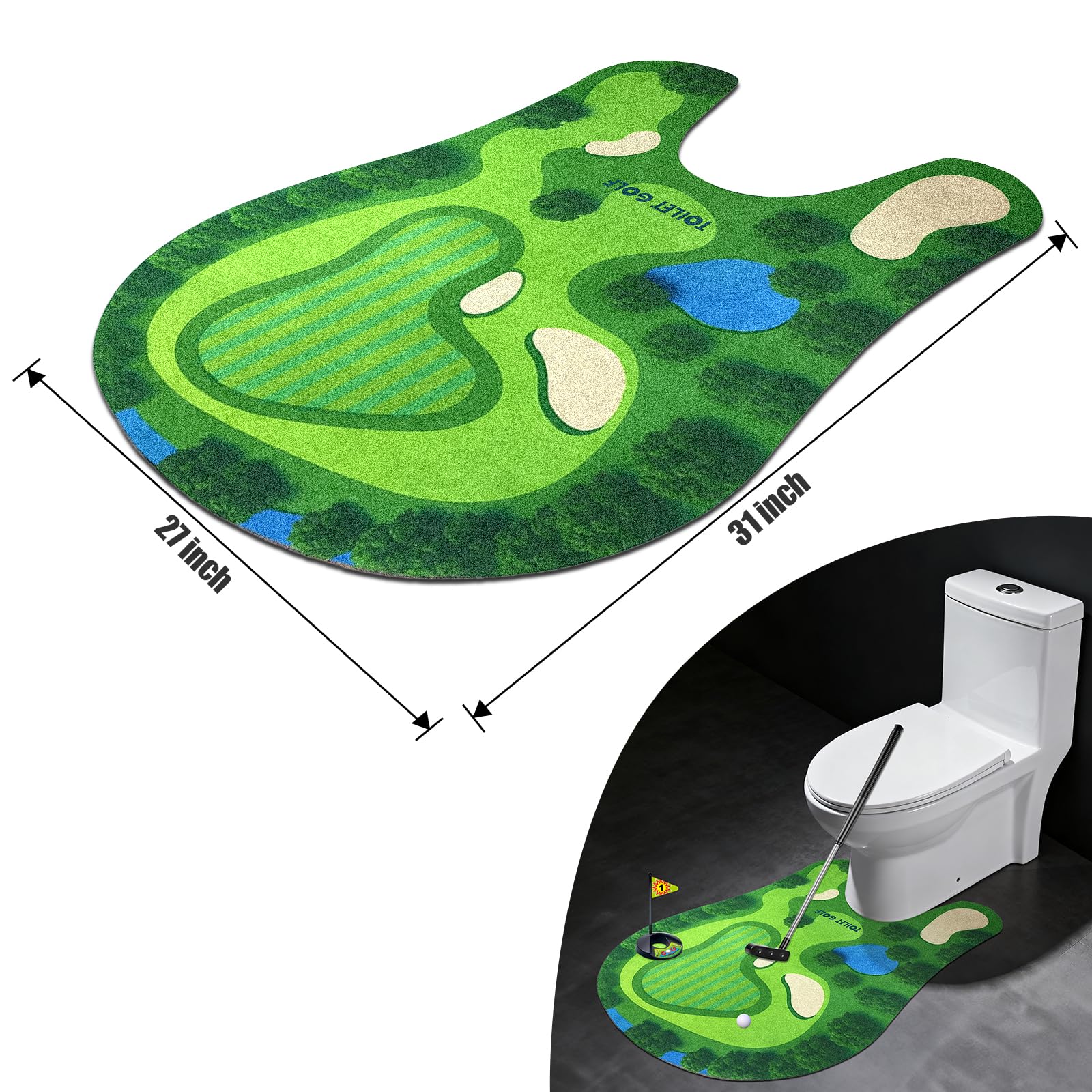 PITCOTT Toilet Golf Game, Mini Golf That Can Be Played in The Bathroom - Wonderful Toilet Time, Gag Gifts,Funny White Elephant Gift, Prank Gift for Dad Husband, Boyfriend, Men