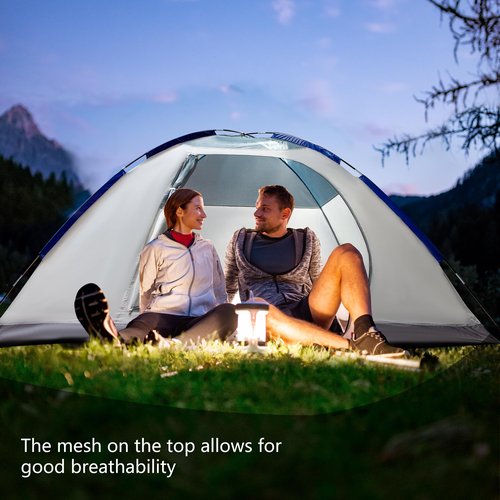 ASFANES Screened Camping Tent, 4 Person Waterproof, Haven Tent, Backpack Double Layer Shelter, Easy Setup and Portable for Outdoor, Picnic, Navy Blue.