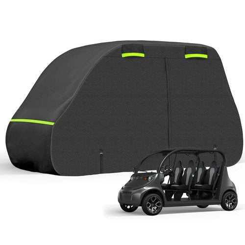 SAPUBK 4 Seat Golf Cart Cover Replace for Chrysler/Polaris GEM E4 Neighborhood Electric Vehicle with Side Zipper Door for Outdoor Rain Snow Dust Protection
