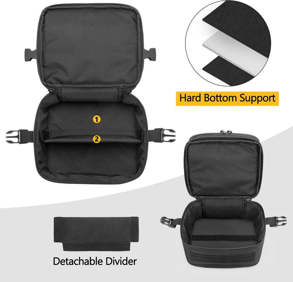 Skiennix Tactical Pistol Magazine Storage Bag - Double Layer with 5 Mag Slots & Lockable Zipper