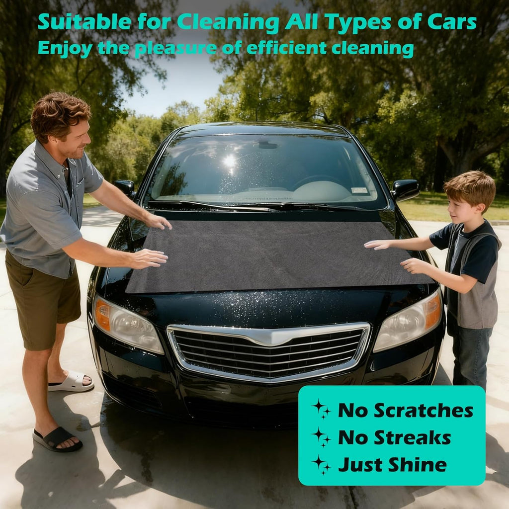 XANGNIER Extra Large Microfiber Car Drying Towels - 4 Pack, Super Absorbent & Scratch-Free Auto Detailing Supplies