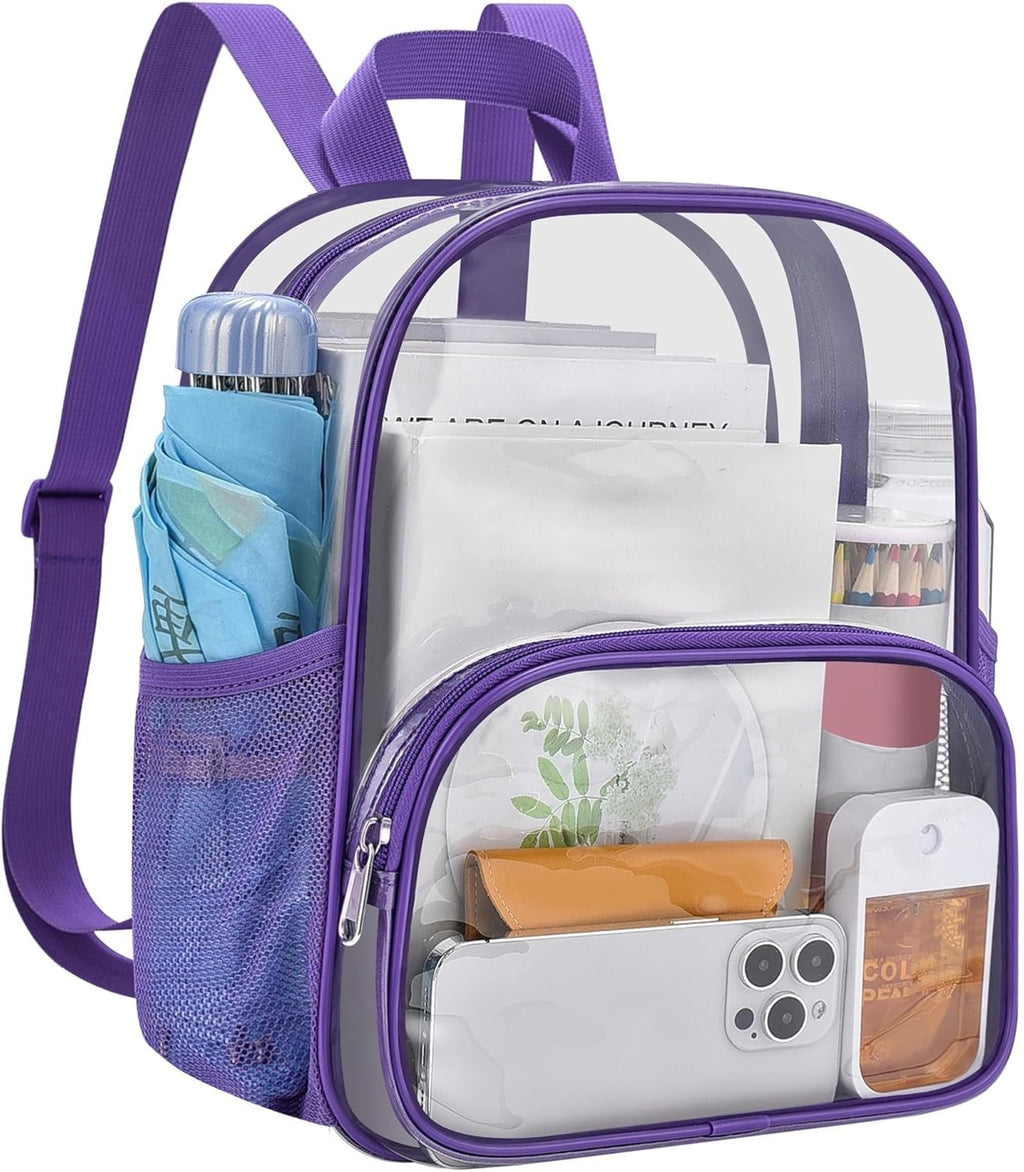 USPECLARE Clear Backpack - Stadium-Approved Small Clear Bag for Concerts, Sports & Travel (11.5"x9.5"x6")