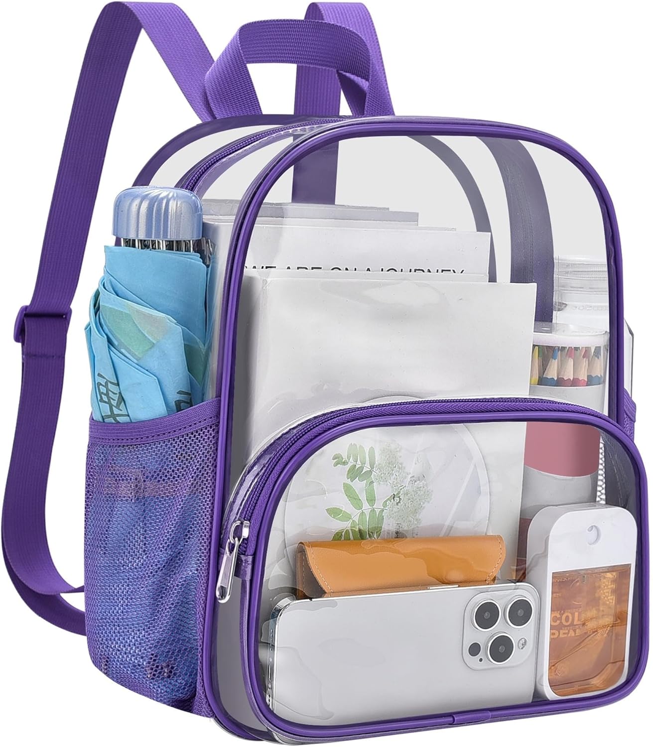 USPECLARE Clear Backpack - Stadium-Approved Small Clear Bag for Concerts, Sports & Travel (11.5"x9.5"x6")
