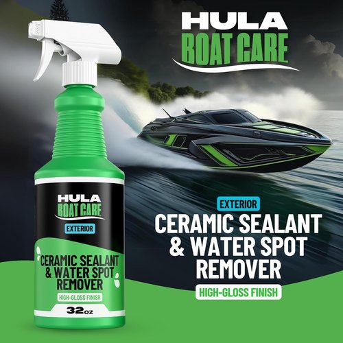 Hula Water Spot Remover for Boats - 32 oz Ceramic Sealant for Daily Maintenance & High-Gloss Finish