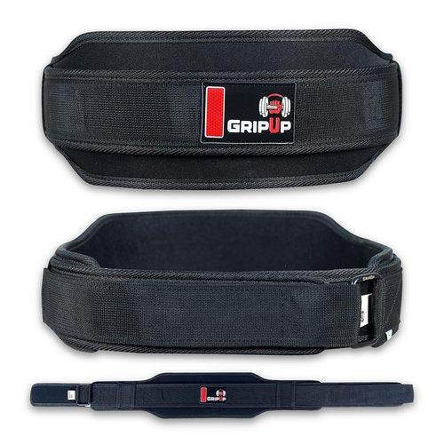 GripUp Weight lifting Belt Quick Locking, 5.5” Men & Women Back Support Premium EVA Foam Padding Adjustable Buckle for Squats Olympic Lunges Powerlifting Deadlifts Bodybuilding Strength Training (Black, M)