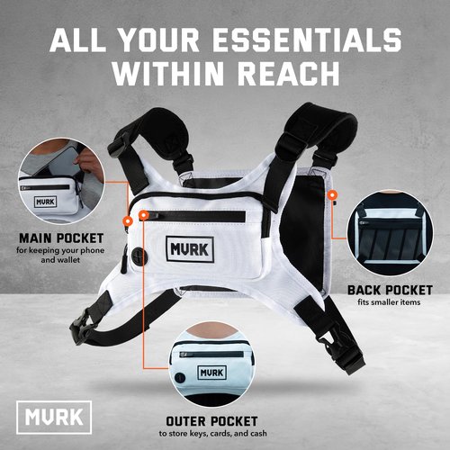MVRK Water Resistant Running Vest Chest Pack, Phone Holder for Running, Lightweight Training Pack with Extra Storage & Reflective Detail