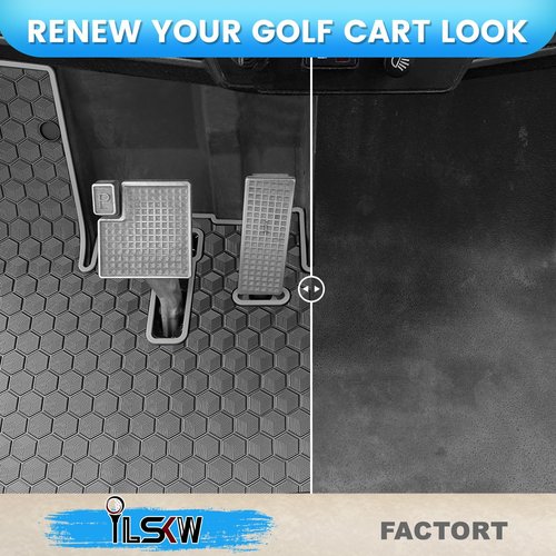 Golf Cart Floor Mat for Yamaha Floor Mat, 3/10" Thickness Rubber Full Coverage, Fit for Yamaha Drive2, QuieTech, Adventurer, UMAX Rally 4x4 Grey