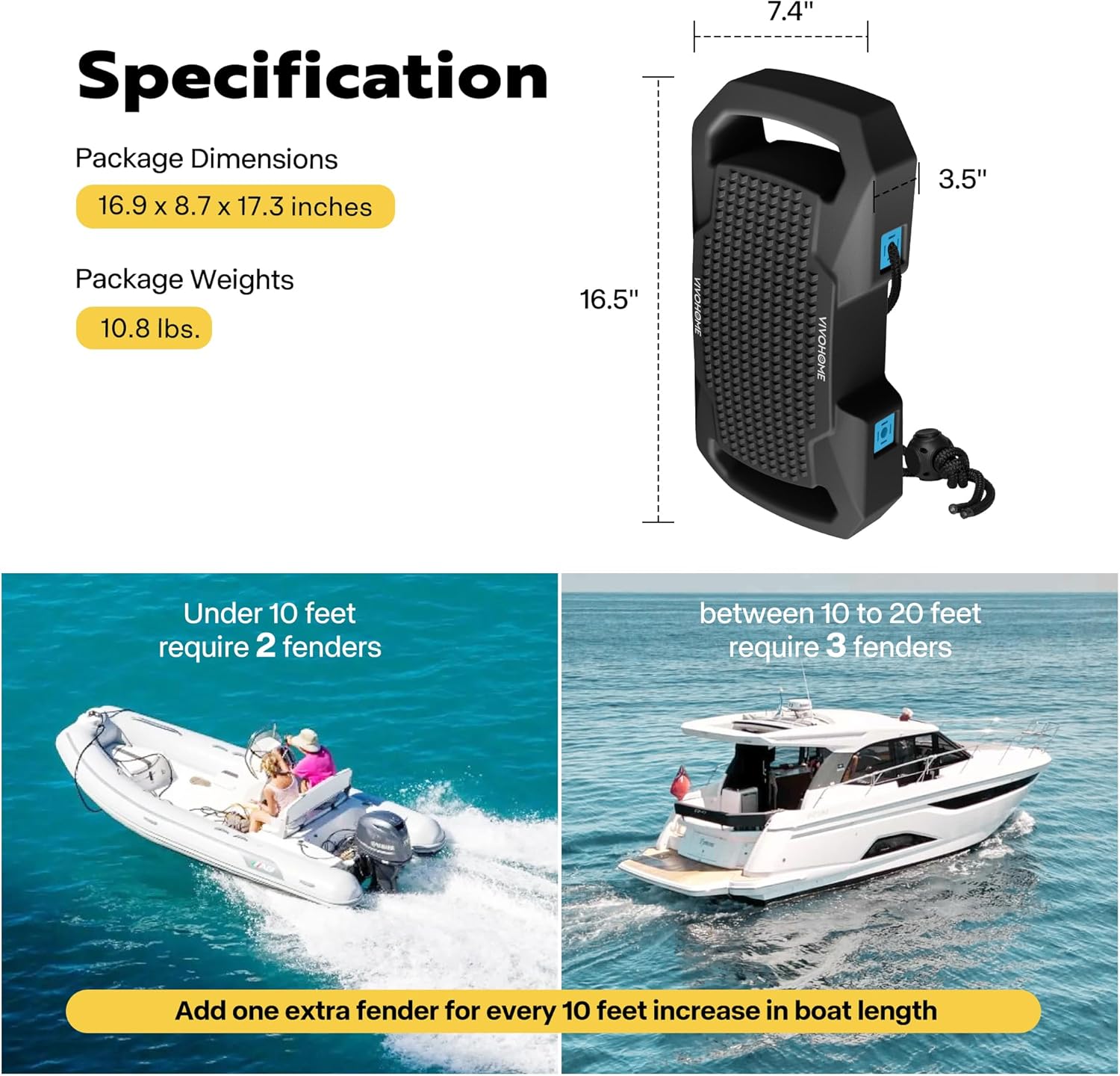 VIVOHOME EVA Boat Fenders - Durable Docking Bumpers with Nylon Rope | Perfect for Yachts & Dinghies