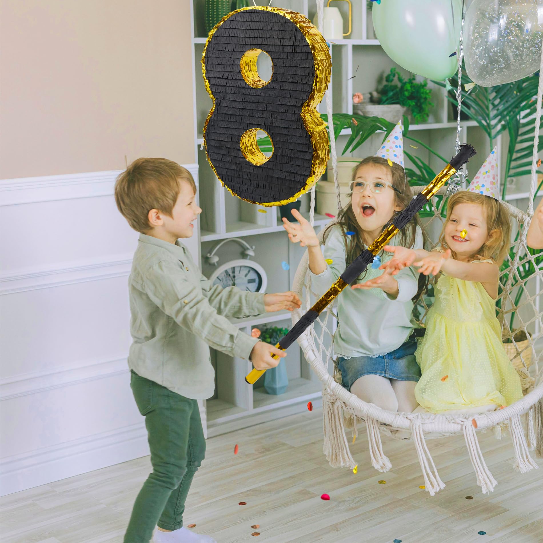 PCFING 30 Inch Piñata Stick Kit Black Gold Very Sturdy Will Not Break, Suitable for Boys Girls Adults Can Have Fun at Any Party