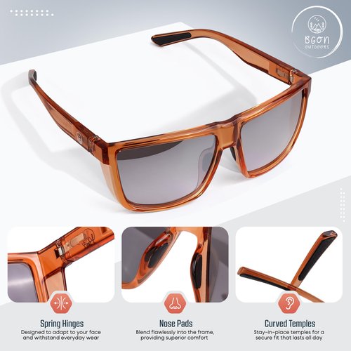 Bgon Outdoors FISHING Polarized UV400 sunglasses for lake, river, stream, and ocean fishing. Lightweight, durable comfort.