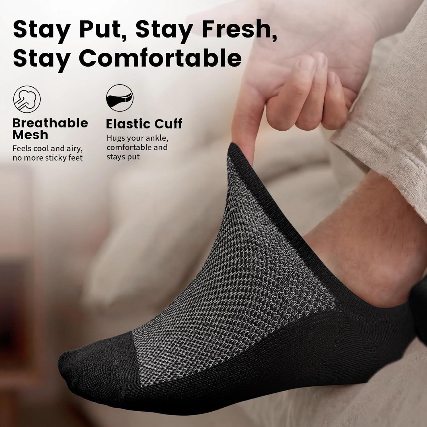 Wernies No Show Socks for Men - Low Cut Ankle Casual Cotton with Non-Slip Grips | Sizes 6-10 & 11-13