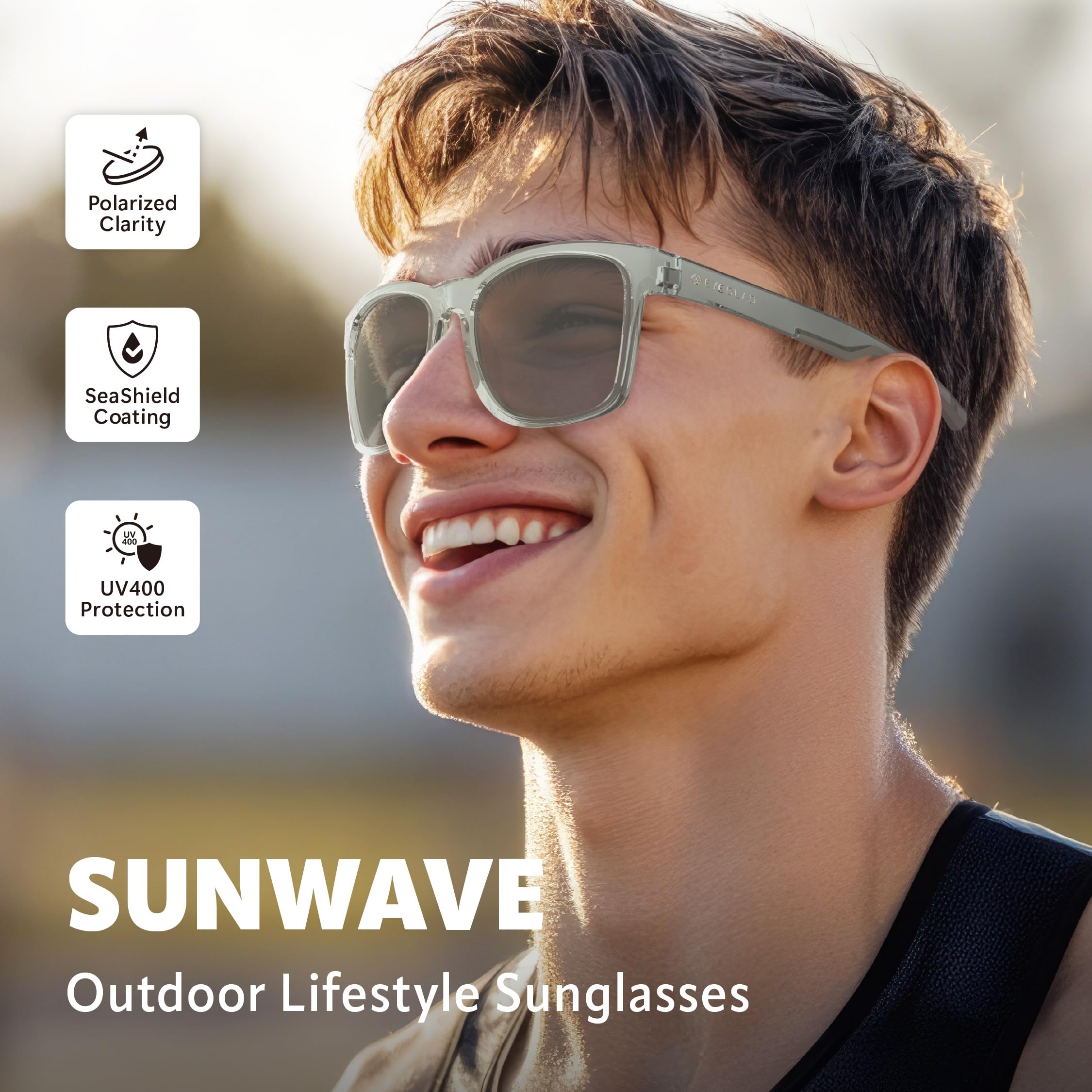 EYEGLAD SUNWAVE Ultra-lightweight Design Lifestyle Sunglasses Outdoor Fishing Polarized UV400 Men Women Running Sports (Wave Blue)