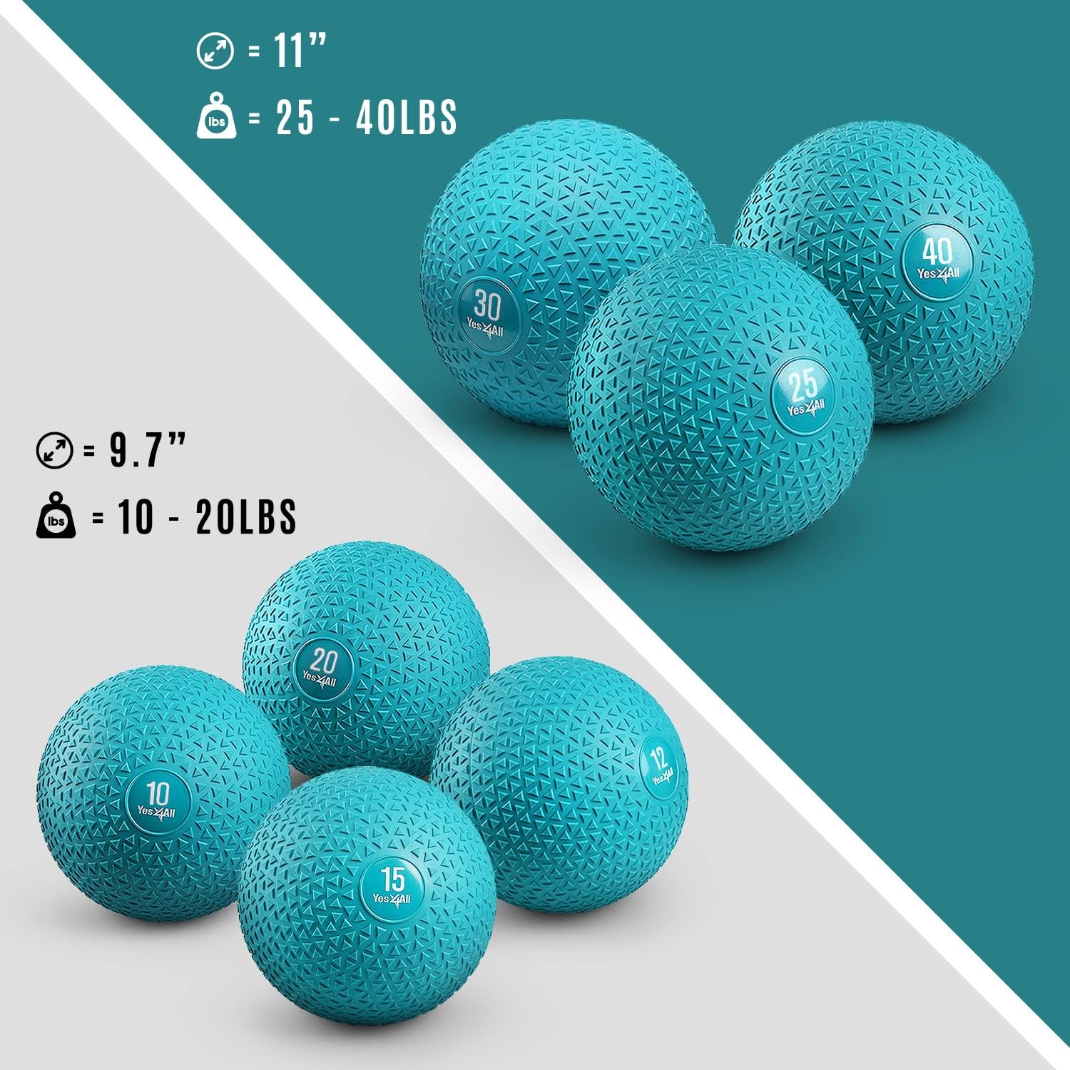 Yes4All Slam Balls - Durable 10-40lb Weighted Workout Ball for Core Strength Training