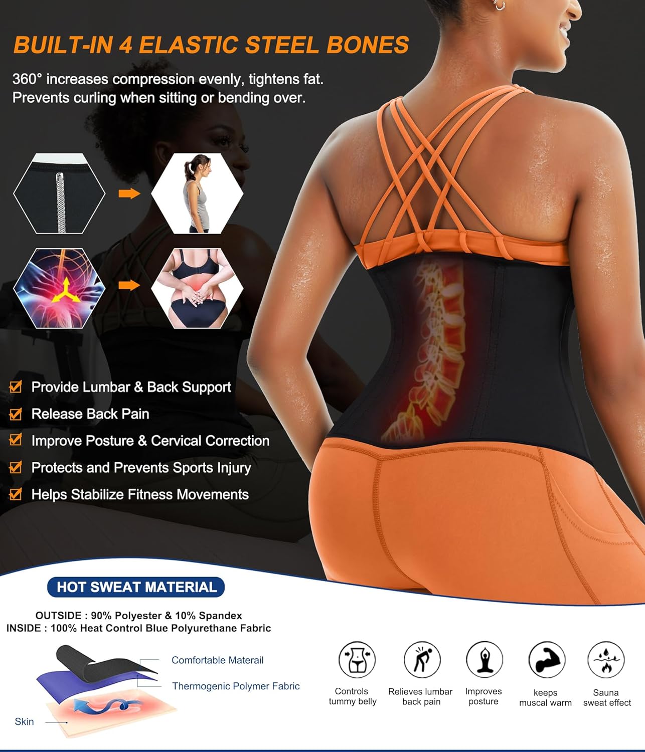 TrainingGirl Waist Trainer - Lower Belly Trimmer Corset for Effective Tummy Control | Sweat Belt Band