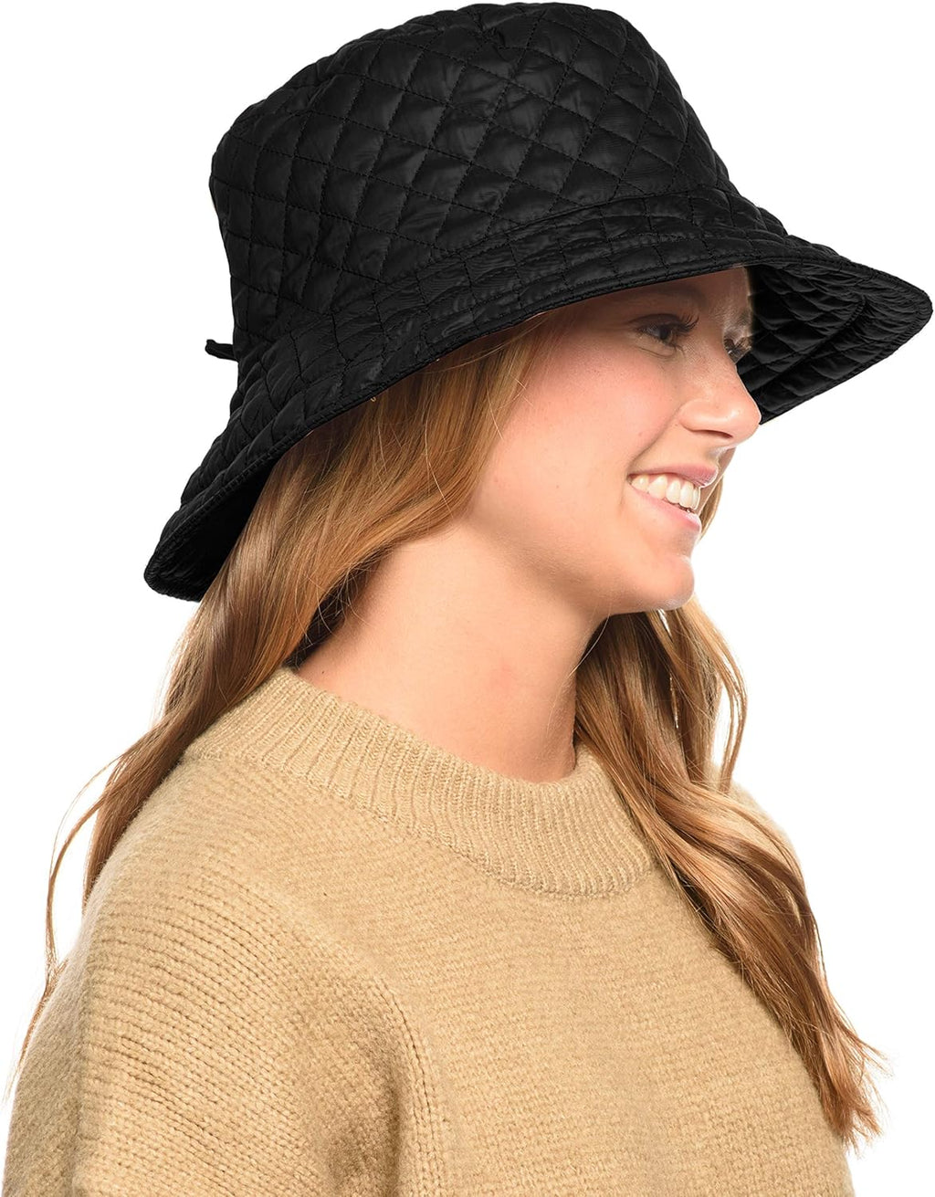 Skiennix Foldable Water-Repellent Quilted Rain Hat - Adjustable Drawstring Bucket Cap