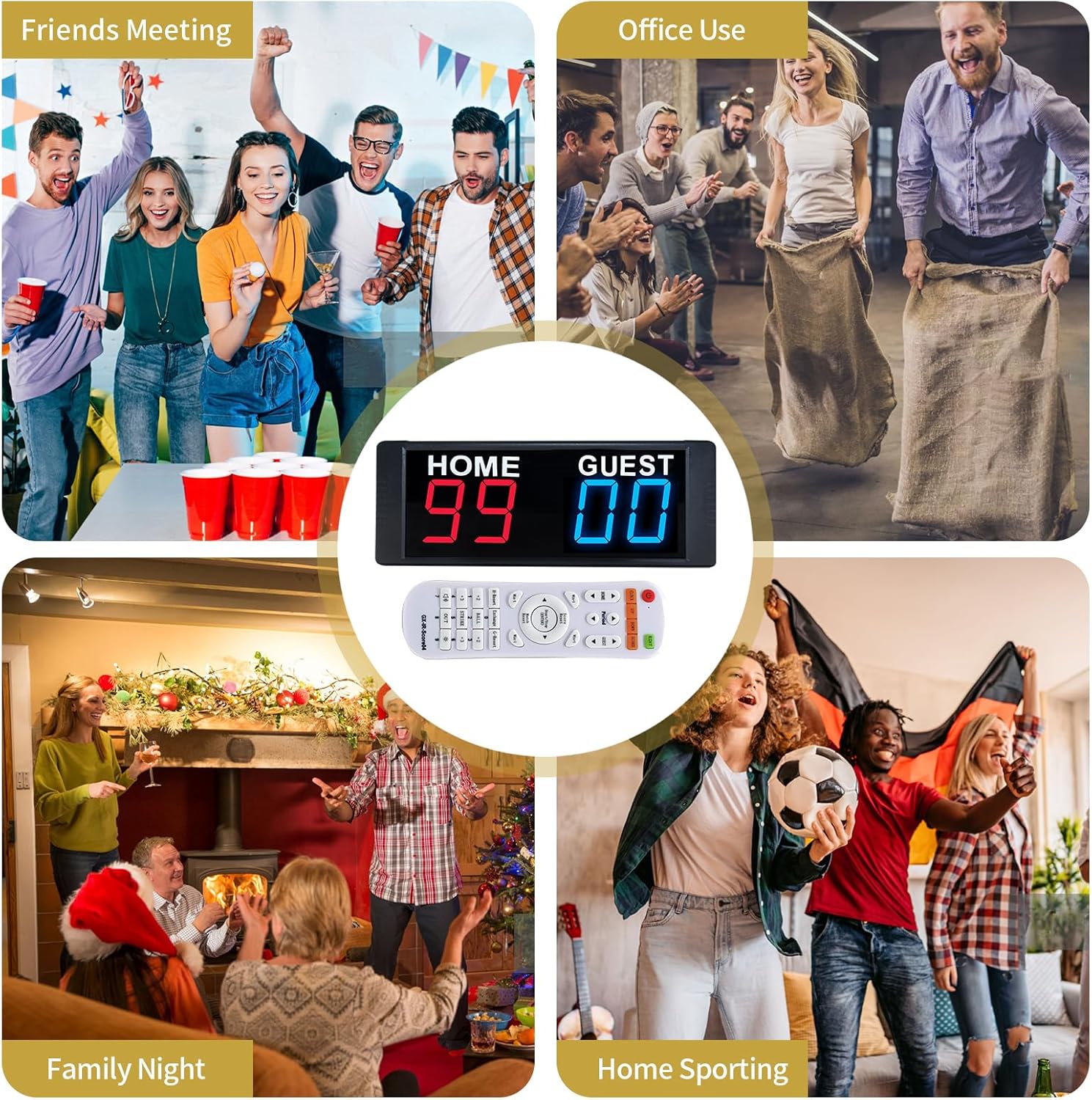 YZ LED Portable Digital Scoreboard - Tabletop Electronic Score Keeper for Indoor/Outdoor Games