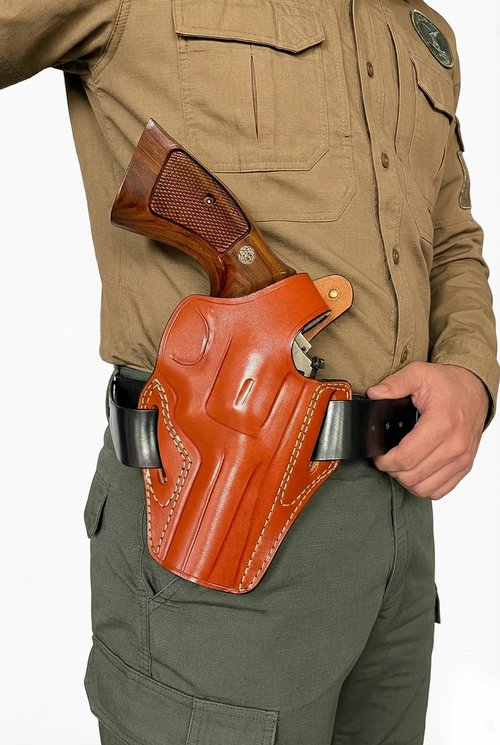 Leather Holster for Taurus 856 Defender 3" Barrel, OWB Thumb Break, Genuine Leather, Right Handed, ShnLeather (Brown)