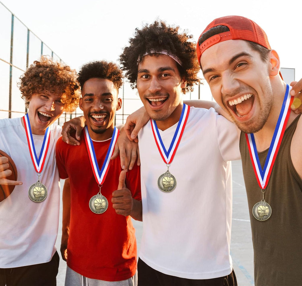 Remuuly Gold Award Medals - 60 Pcs 2 Inch Trophy Medals with Neck Ribbons for Sports Competitions
