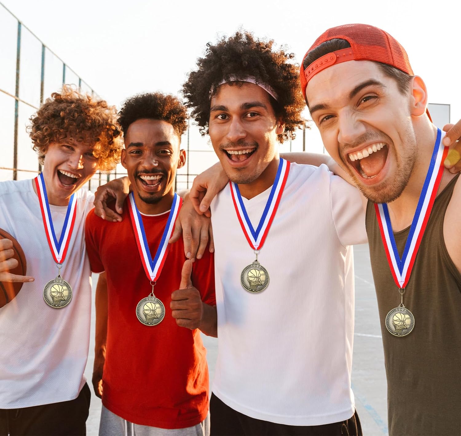 Remuuly Gold Award Medals - 60 Pcs 2 Inch Trophy Medals with Neck Ribbons for Sports Competitions