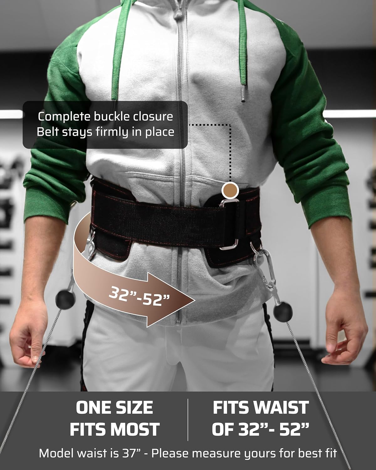 TheFitGuy Multi-Attachment Belt - Enhance Cable Machine Workouts | 5 Attachment Points, 2 Straps (40” & 27”)