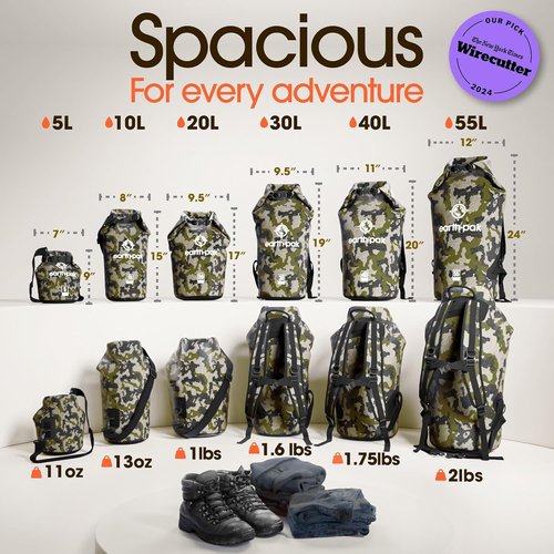 Earth Pak Waterproof Dry Bag - Roll Top Backpack Keeps Gear Dry with Waterproof Phone Case | 20L