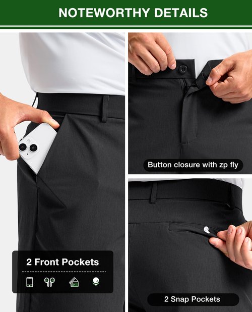 Soothfeel Men's Casual Shorts 5/7 Inch Golf Dress Shorts for Men Flat Front Work Lightweight Quick Dry with 4 Pockets Black-L5_W32