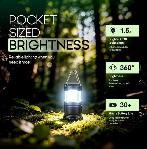 MalloMe LED Camping Lantern - Portable Battery-Powered Light for Emergencies | Collapsible Design