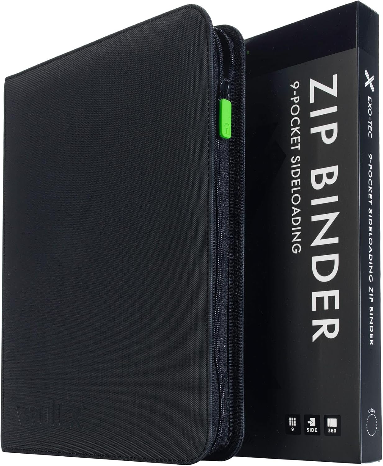 Vault X 9 Pocket Trading Card Binder - Premium Exo-Tec Material, Holds 360 Cards, Black