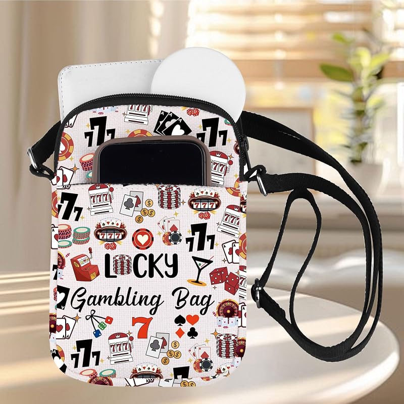 Casino Lover Gift Messenger Bag - Lucky Gambling Cross Body Bag for Gambler