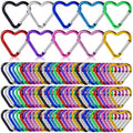Ferraycle 100 Pieces Heart Shape Keychain Clip Aluminum Alloy Carabiner Keychain Clip Spring Snap Hook Loaded Hook for Outdoor