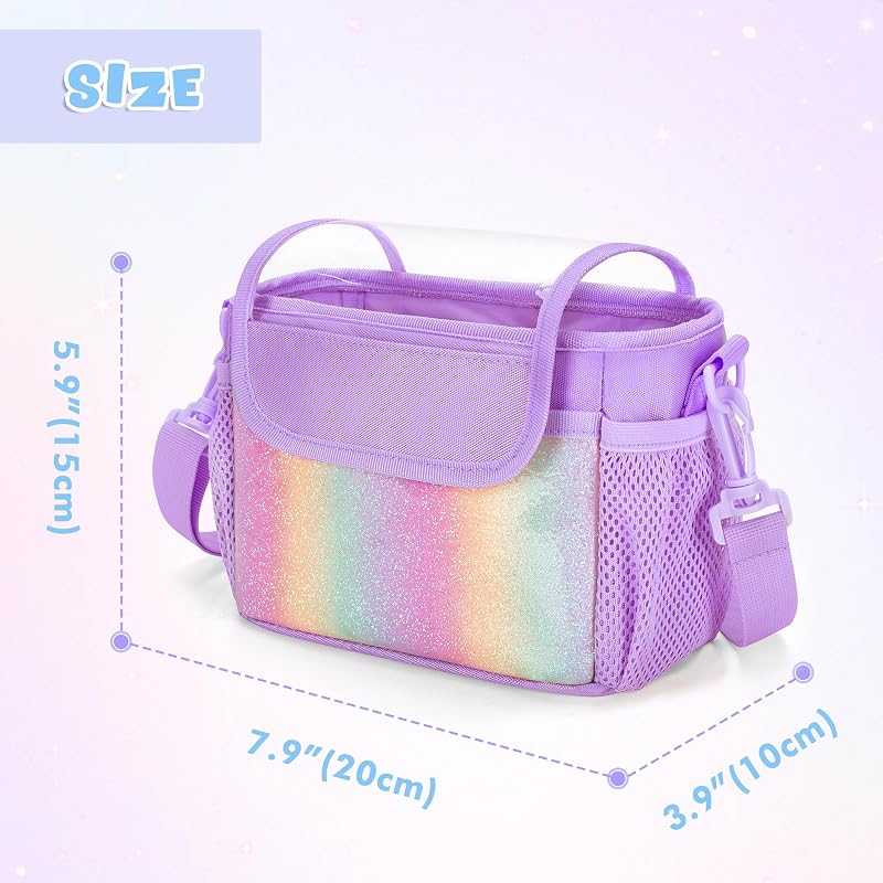 Kids Bike Basket Front Bag Purple - Water-Resistant 420D Nylon, Quick-Install